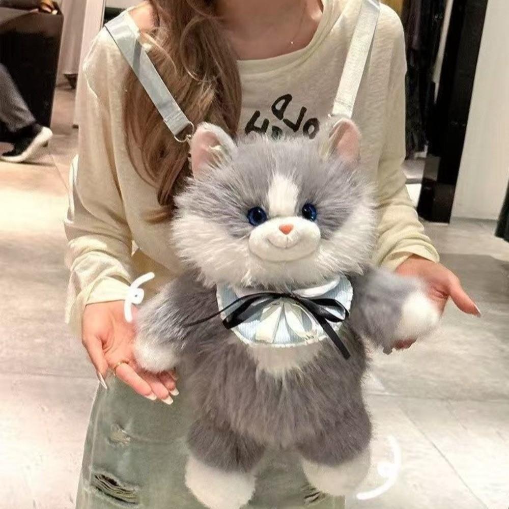 Soft Plush Plush Ragdoll Cat Backpack Simulated Ragdoll Cat Crossbody Bag Travel Storage