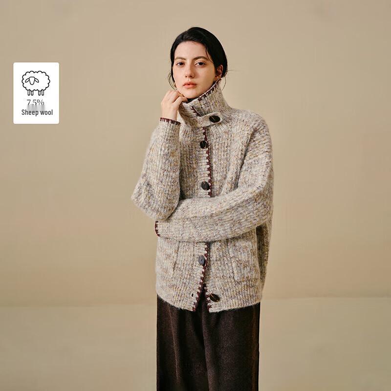 

Yinman Women s 2025 Ombre High-Neck Knitted Cardigan L