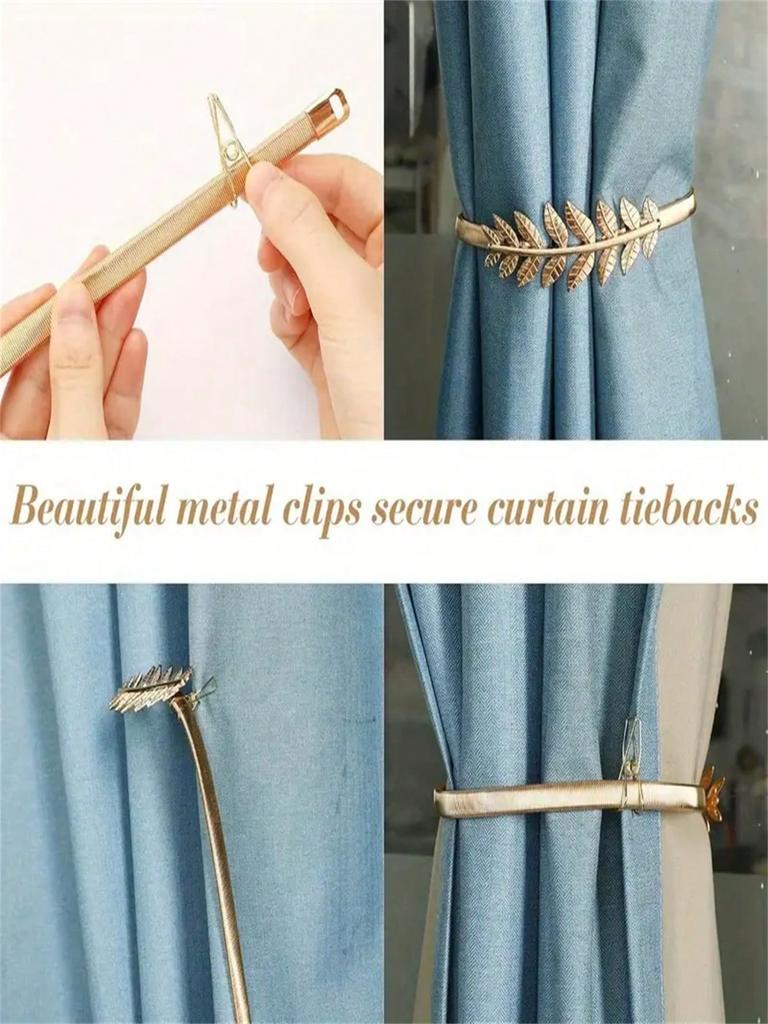 1 Stück Modische Metall-Gardinenklammer - Federdesign Aluminiumlegierung Blattschnitzerei Gardinenklammer für Gardine, Moderne dekorative Gardinenklammer