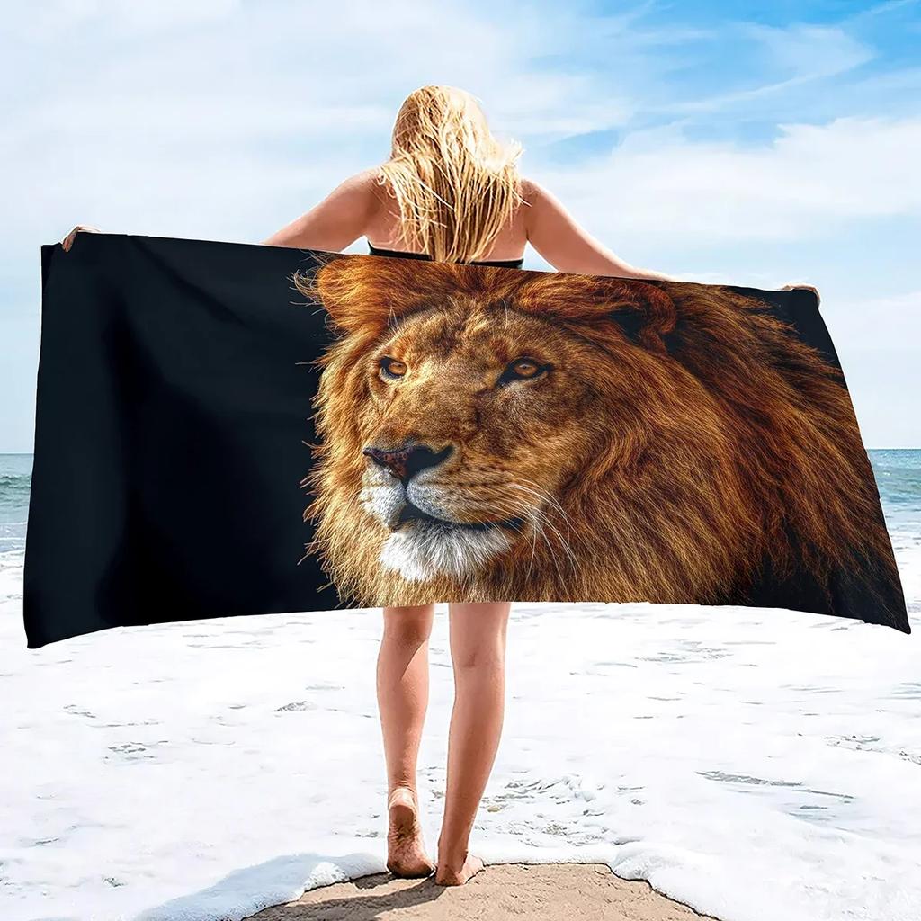 Soft Multipurpose Towel African Animal Lion, Bathroom Beach Towel Sand Proof Swimming Bath Pool Towel for Home Swim Spa Gym