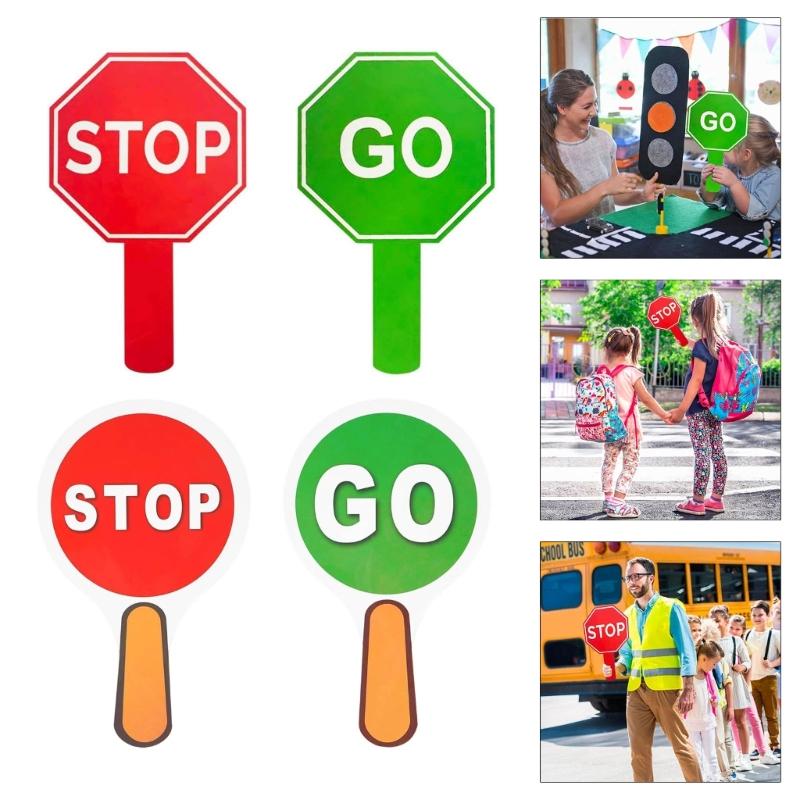 W89C 10PCS/Pack Handheld Stop and Go Sign Reversible Crossing Guard Stop Sign