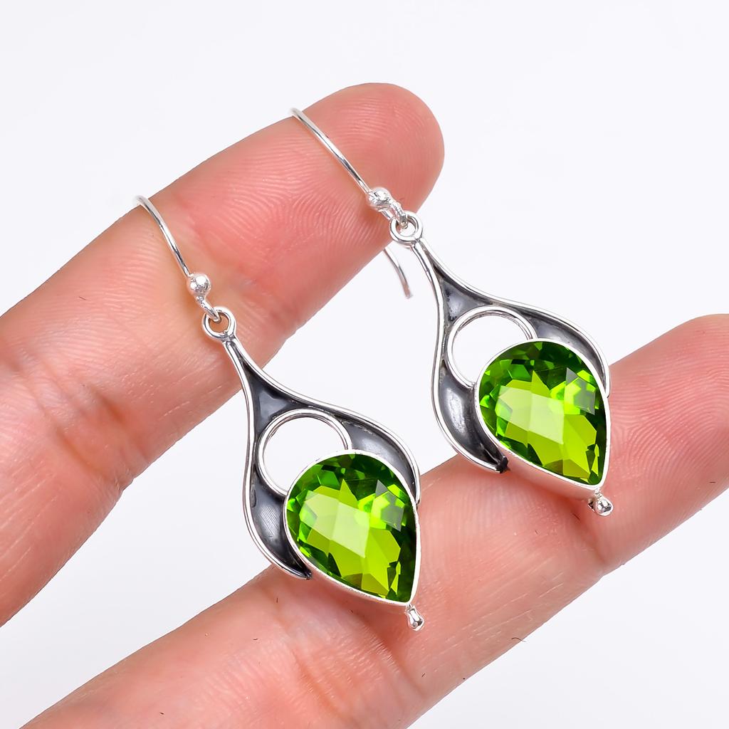 Peridot 925 Sterling Silver Earring V9679, Green Earring, Pear Earring, Valentin's Day Gift, Gift For Her, Birthday Gift, Handmade Jewelry, Silver Jew