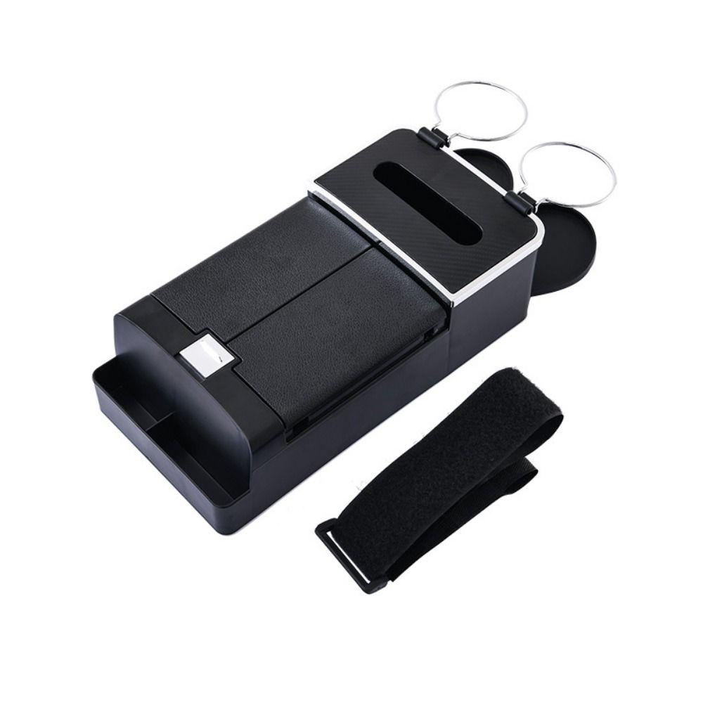 Wear Resistant Car Armrest Storage Box with Cup Holder Tissue Box Car Elbow Support Pad Non-slip Easy To Install