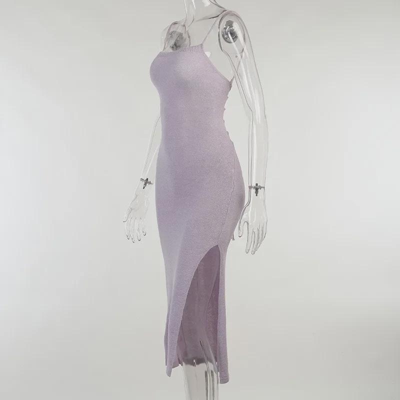 European & American Women's Summer Backless Beach Dress: Sexy Knit Suspender for Seaside Nightclub