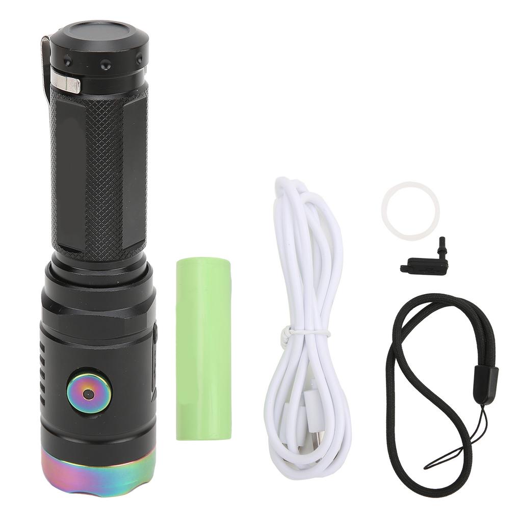 Pocket Flashlight L3 LED Mini Portable Powerful Black Flash Light with Battery Data Cable for Camping Hiking Walking
