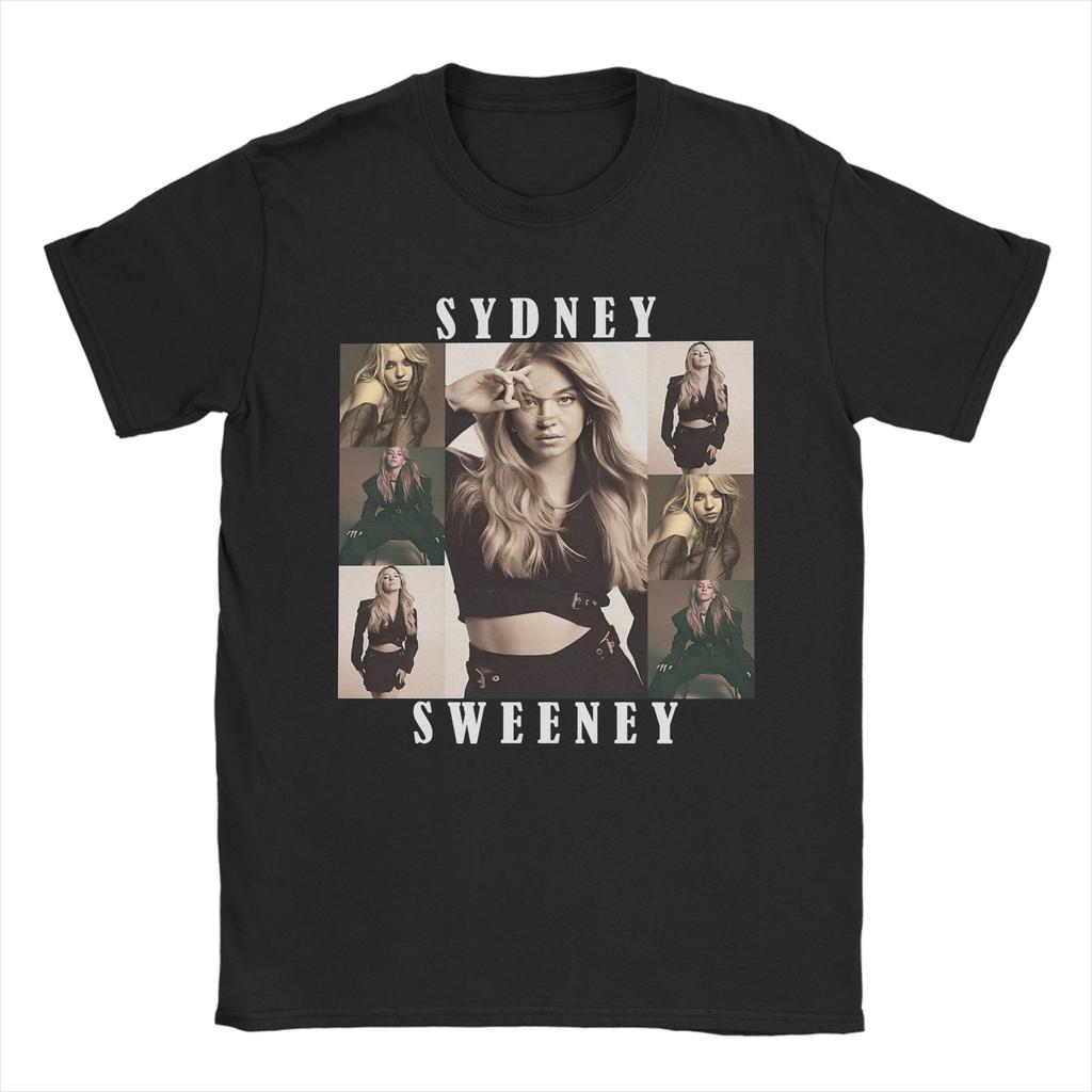 Sydney Sweeney T Shirts Unisex Pure Cotton Leisure TShirts Crew Neck Tees Short Sleeve Tops Birthday Present
