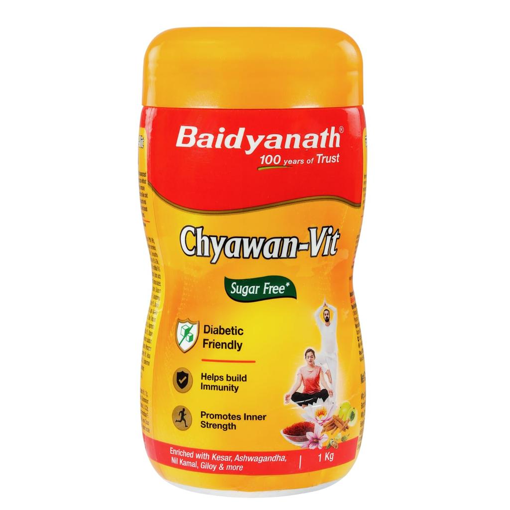 Baidyanath Sugarfree Chyawan-Vit 1kg Pack of 1- Sugar-Free Ayurvedic Immunity Booster with Amla, Ashwagandha, Kesar