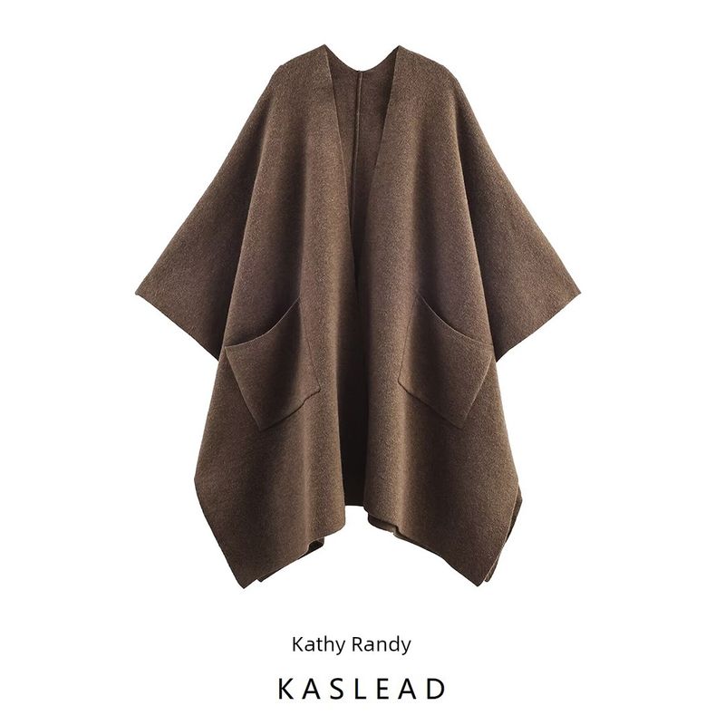 Kaslead New Women clothes Western Style Fashion Simple Long Knitted Poncho 3739216 707