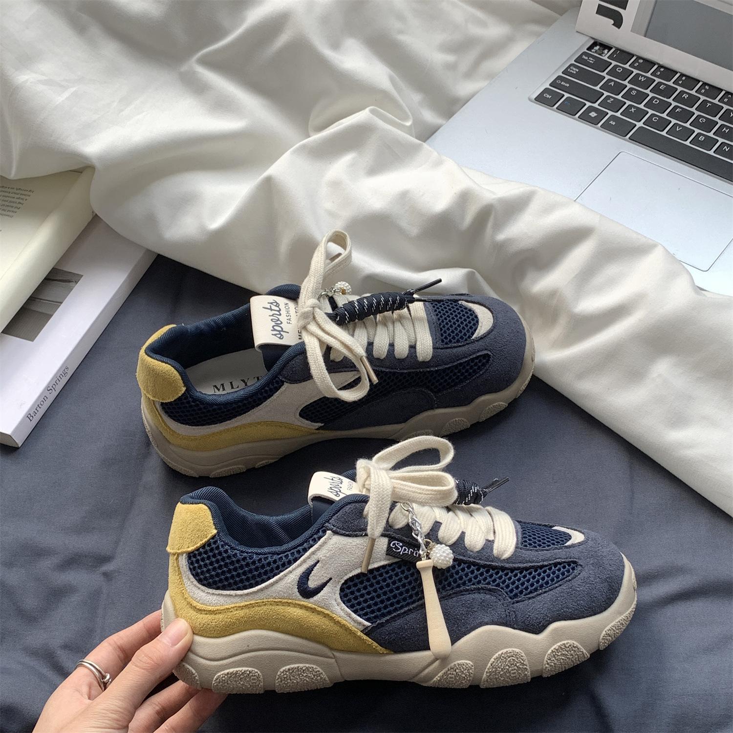 

Dexun shoes women s 2025 new popular versatile breathable mesh shoes are not tired of feet fashionable casual women s sports shoes 40 тёмно-синий