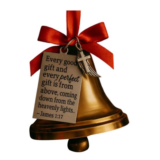 Bible Verses Scripture Christmas Bell Ornament Metal Golden Bell Christmas Tree Decoration Inspirational Bible Verse Bell Religious Ornament