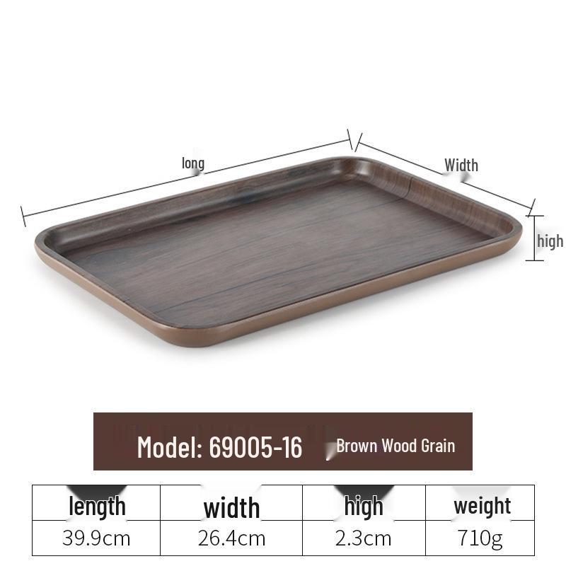 Plateau rectangulaire en plastique noir nordique pour chambre d'hôtel, tasses à thé et à eau, articles de toilette et vaisselle de restauration