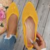 New Solid Color Pointed Flat Bottom Shallow Mouth Single Shoes Women Hollow Casual Breathable Knitted Lazy Work Shoes Wish