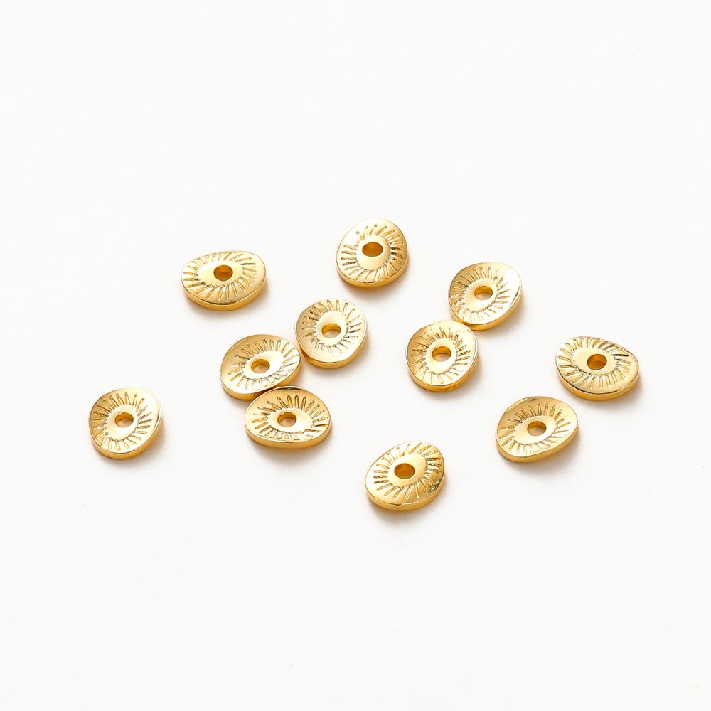 20-50pcs 5x6MM 14K 18K Gold Plated Brass Arcuate Embossing Spacer Beads Bracelets Beads Jewelry Making Supplies Diy Findings