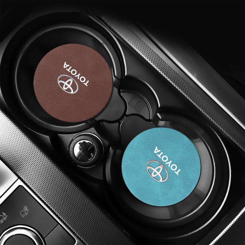 Suede Car Coaster Mat Water Cup Slots Non-Slip Pad For Toyota Corolla Yaris Chr Auris RAV4 Land Cruiser Camry Highlander