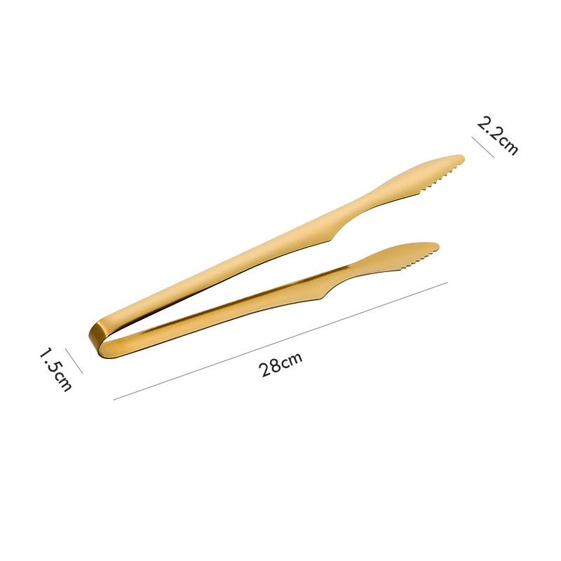 

Stainless Steel Non-Slip Handle BBQ Tongs Silver Golden Cake Bread Clamp Buffet Steak Clip Kitchen Home Cooking Utensils