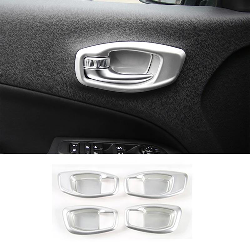 ABS Inner Door Handle Bowl Cover Trim Frame Car Styling Protector Sticker Fit for Jeep Compass 2017 2018   Accessories