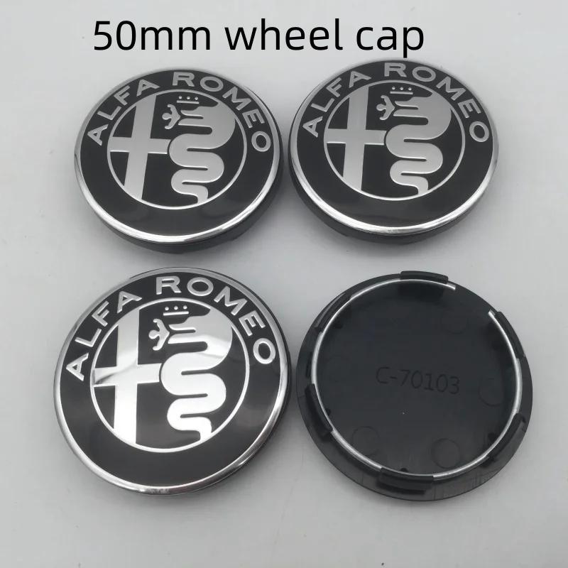 

4pcs 3D 50mm For Alfa Romeo 147 156 159 Car emblem Wheel hub Center Cap Badge covers sticker Decals Styling