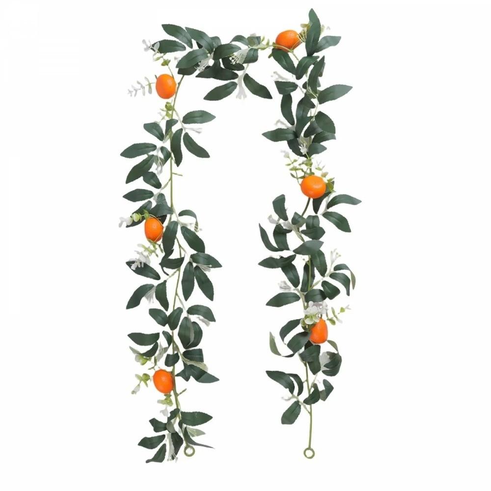 New Realistic Artificial Citrus Garland Green Foliage White Flowers Faux Fruit Garland Decorative Greenery Vine Home Decoration