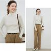 IHUASU Women's Semi-high Neck Wool Sweater Women 100% Pure Wool Slim Cashmere Knitting Bottoming Tight Inner Jumper