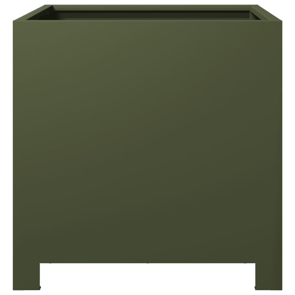 Vidaxl Garden Planters, 2 Pcs, Olive Green, 40X40X40 Cm, Steel