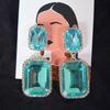 Color Rhinestone Earrings Niche Design Temperament Square Stud Earrings Personalized High-End Ear Jewelry