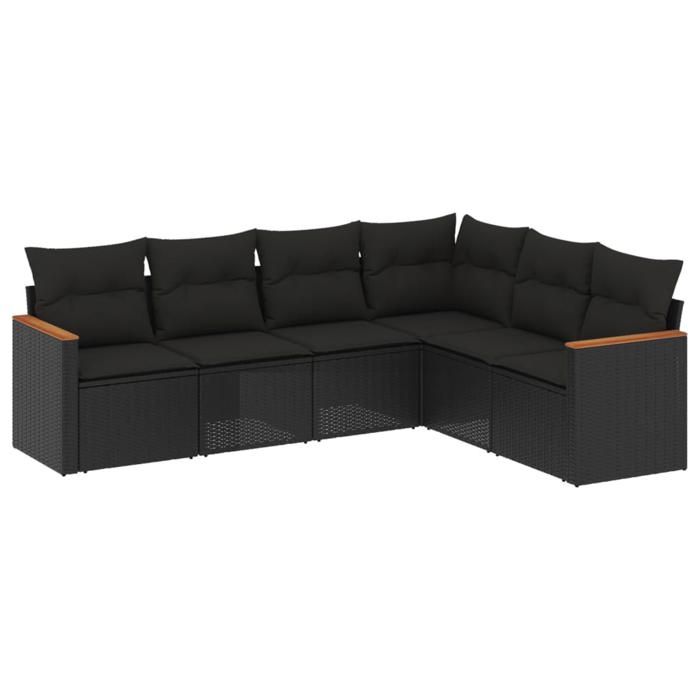 VidaXL Garden Lounge Set with Cushions 6 Pcs, Patio Sofas, Patio Furniture Set, Outdoor Furniture, Black 3258401