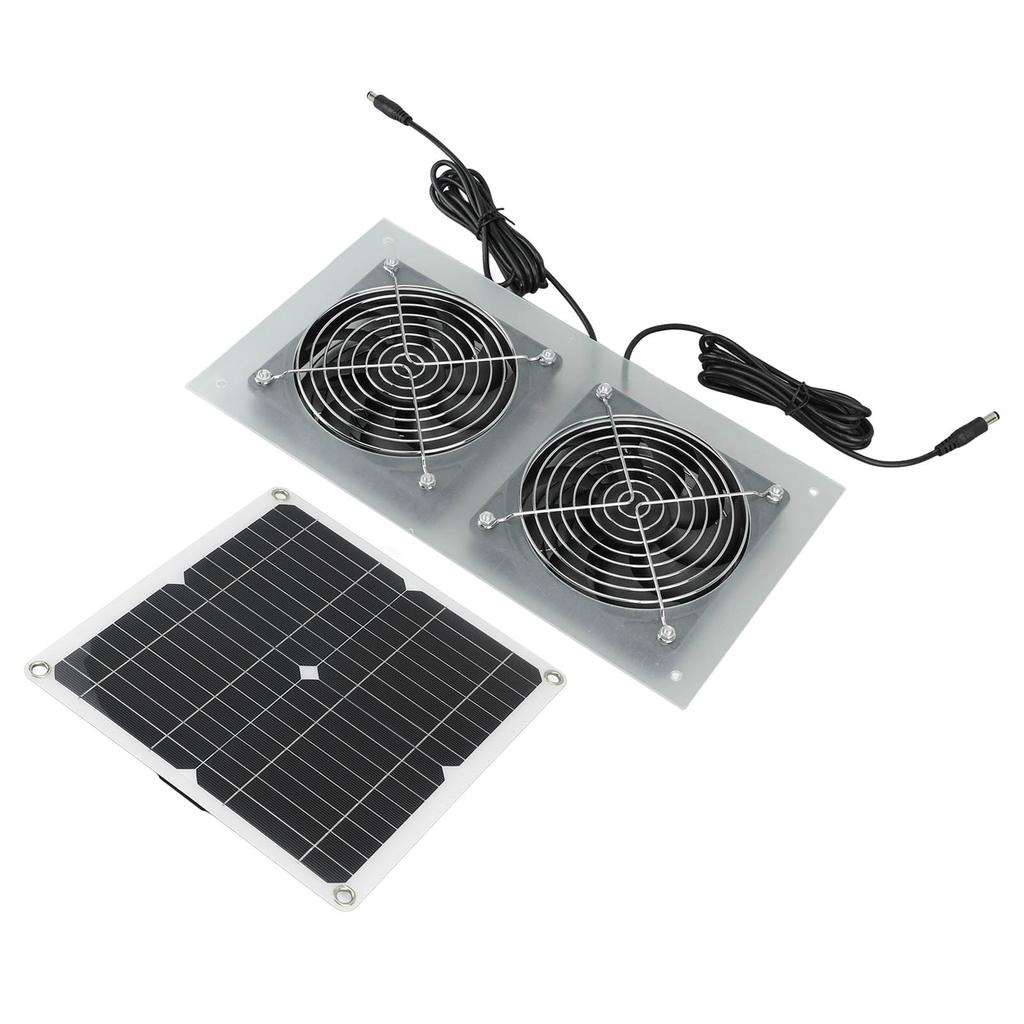 15W Solar Panel Powered Fan Efficient Solar Powered Dual Fan Kits for Chicken Coop Greenhouses Shed