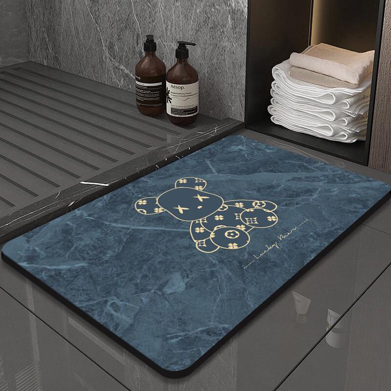 Wavy Marble Quick-Dry Bathroom Mat - Diatom Soft Absorbent Rug for Toilet, Door, and Sink