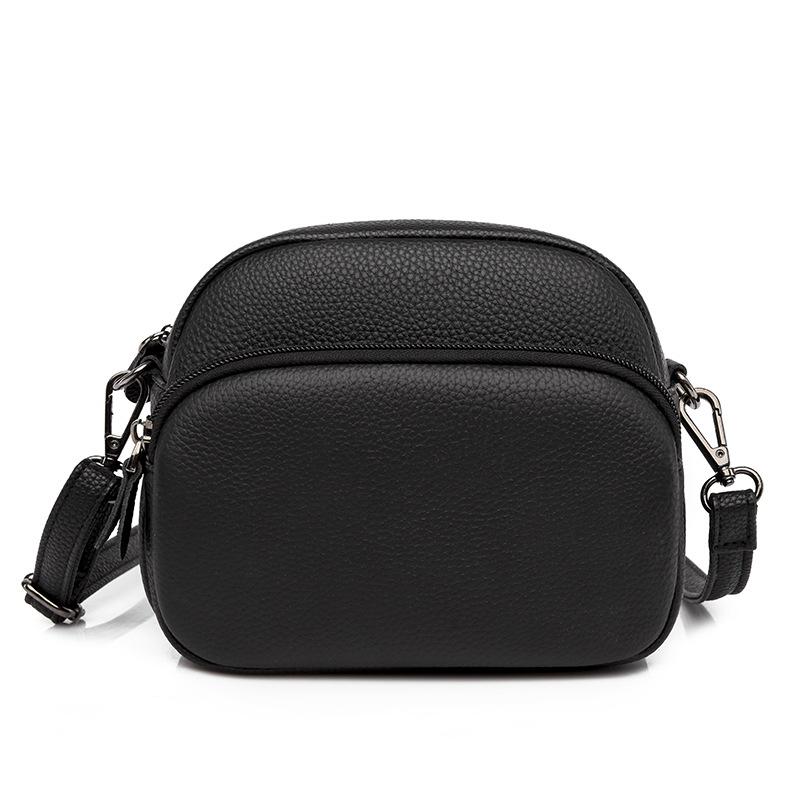

Leather women s bags New trendy fashion soft shoulder messenger bags First layer cowhide big stomach king small bag чорний