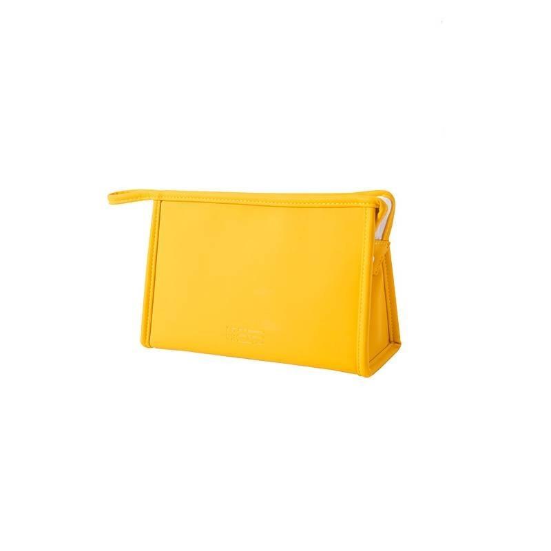 Yellow Pu Makeup Bag Stylish Urban Simple Design Large Capacity Storage Bag StyleA