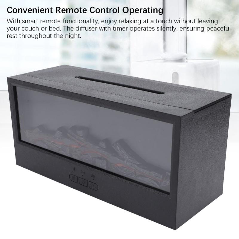 3D Flame Fireplace Essential Oil Diffuser 150ml Colorful Flame Light USB Quiet Aromatherapy Diffuser Humidifier With Timer