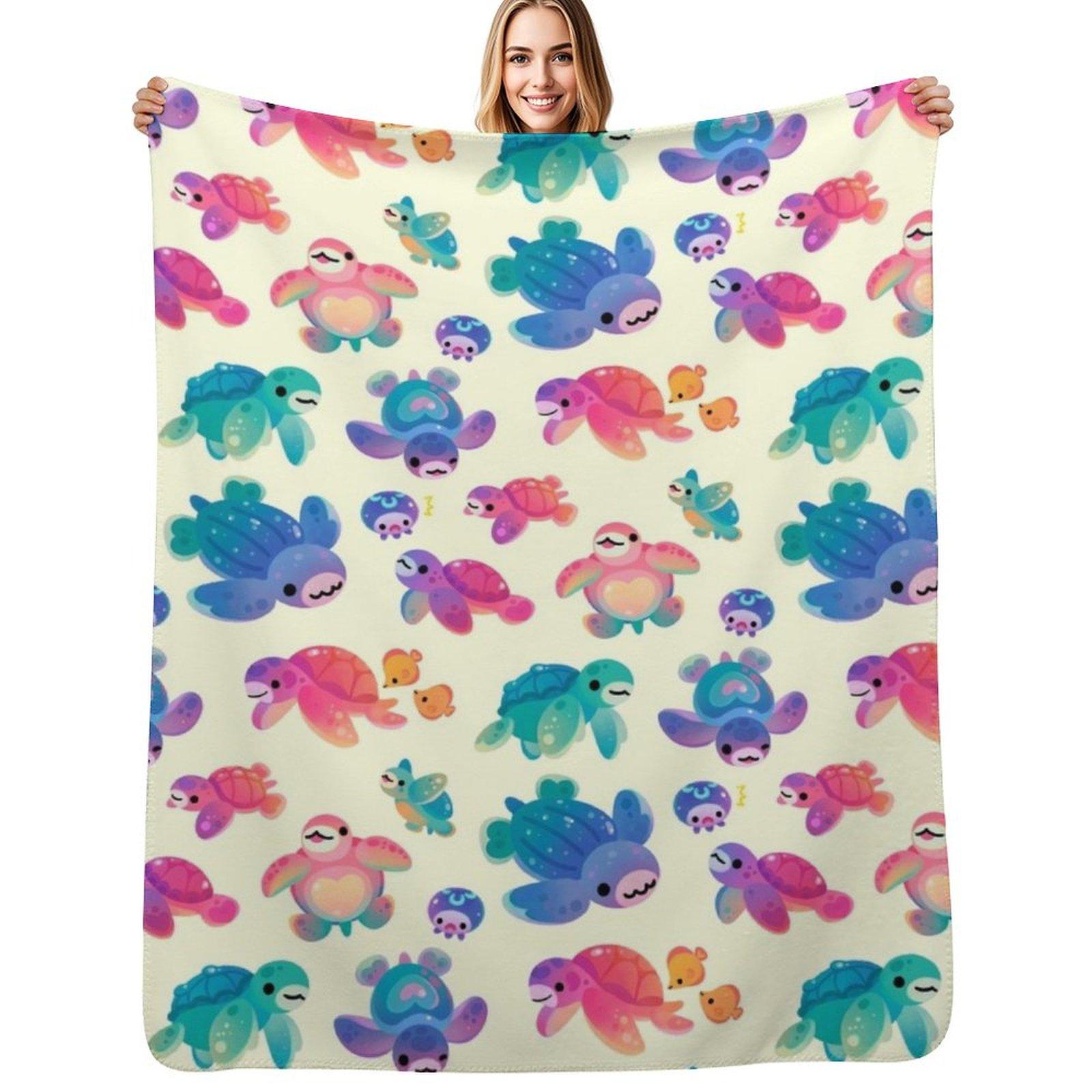 Sea turtle  bright Throw Blanket Shaggy Furry Soft Blanket for Bedroom Living Room 75x100cm