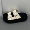 Thick-bottomed one-word cool slippers women's 2025 summer new outer wear fashionable versatile stepping on shit feeling casual beach slippers tide