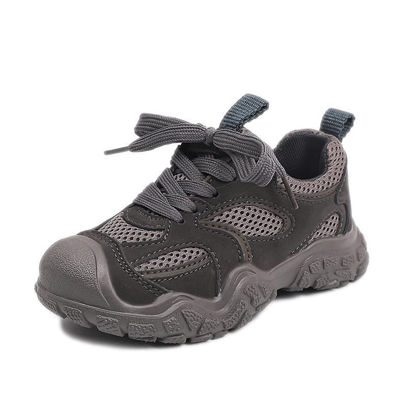 Children Casual Shoes for Boys Girls Lace-up Air Mesh Breathable Anti-kick Fashion Kids Running Sports Sneakers Pink Grey Shoes