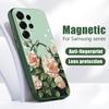Magnetic For Magsafe Case For Samsung Galaxy S26 Ultra S25 Edge S24 Plus S23 FE S22 A17 A54 A55 A56 A57 5G Pink Lily Daisies Floral Cover