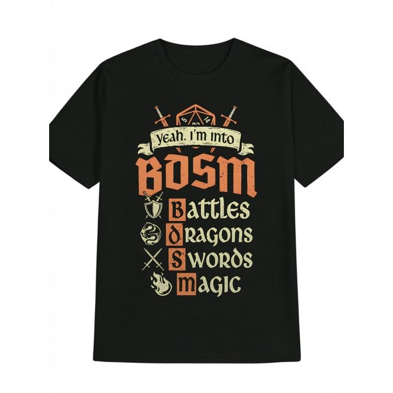 

Men S Casual Crew Neck T-Shirt Made from Fabric with Slight Stretch, Featuring a Regular Fit for Summer. It Has a Yeah I M Into BOSM Print Design 2XL чёрный