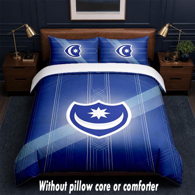 Portsmouth FC Design Bed Bedding Set 1 Duvet Cover + 2 Pillowcases Soft Breathable Household Bed Linens