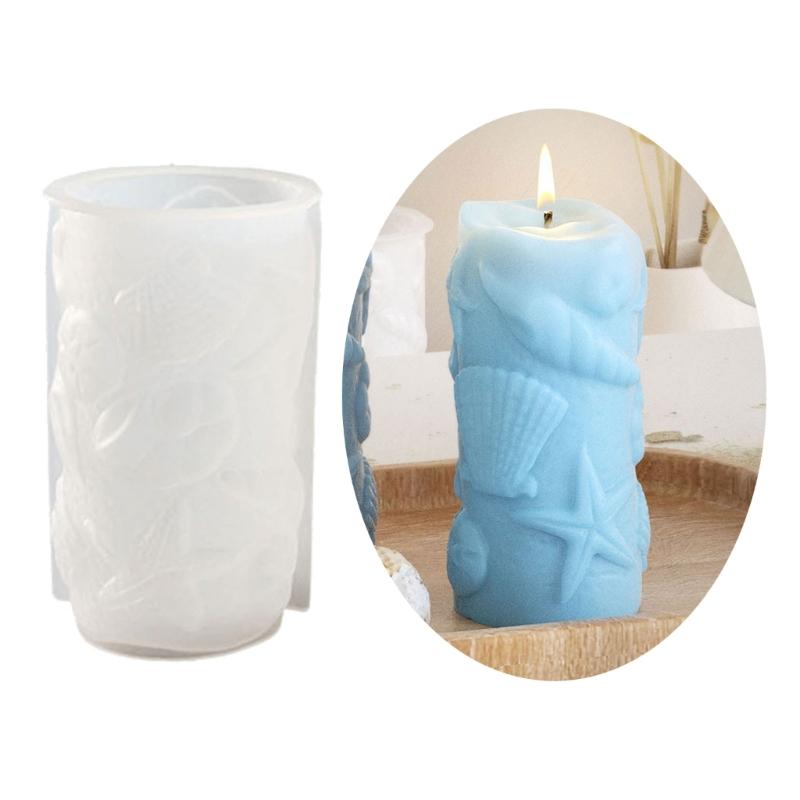 Cylinder Candle Molds for Crafting Candle Soap Gypsum Decorations, Ocean Theme Candle Molds for Epoxy Resin Casting