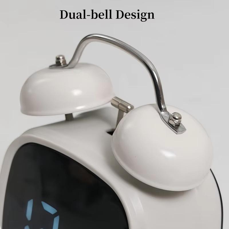 Voice Control Digital Alarm Clock Double Bell Super Loud For Heavy Sleeper Night Mode 12/24H Night Anti-Disturb Table Led Clock