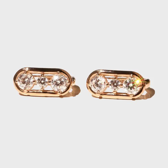 -_[Celebrity Worn] [14K Gold] Emma Oval Cubic Earrings
