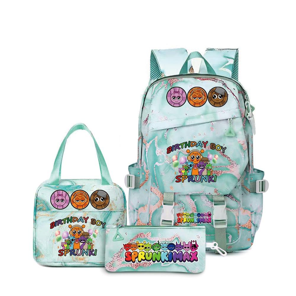 SprunkiPlush Rhythm Box School Bag Student Large Capacity Storage Backpack Backpack Three-piece Set L