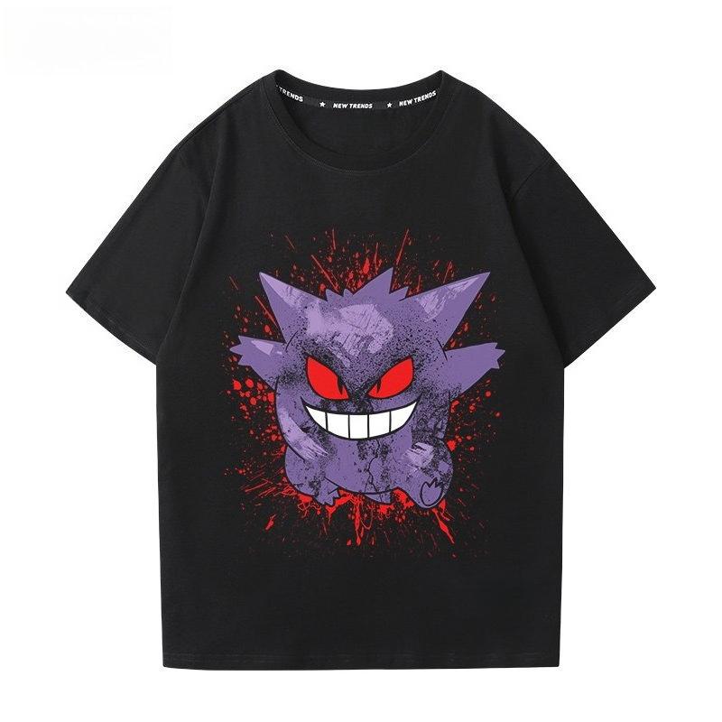 T-shirt με Εκτύπωση Pokémon Gengar 100% Βαμβακερό Ανδρικό Καλοκαιρινή Μόδα 2026 Oversize Street Casual Y2K Μπλούζες Ρούχα Streetwear