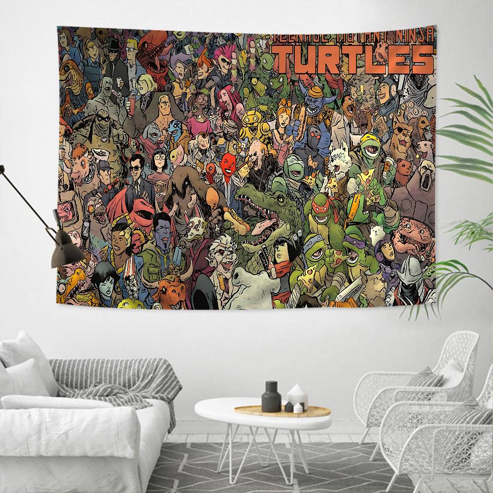 NNinja Turtles Printed Large Wall Tapestry Indian Buddha Wall Decoration Witchcraft Bohemian Hippie Decor Blanket
