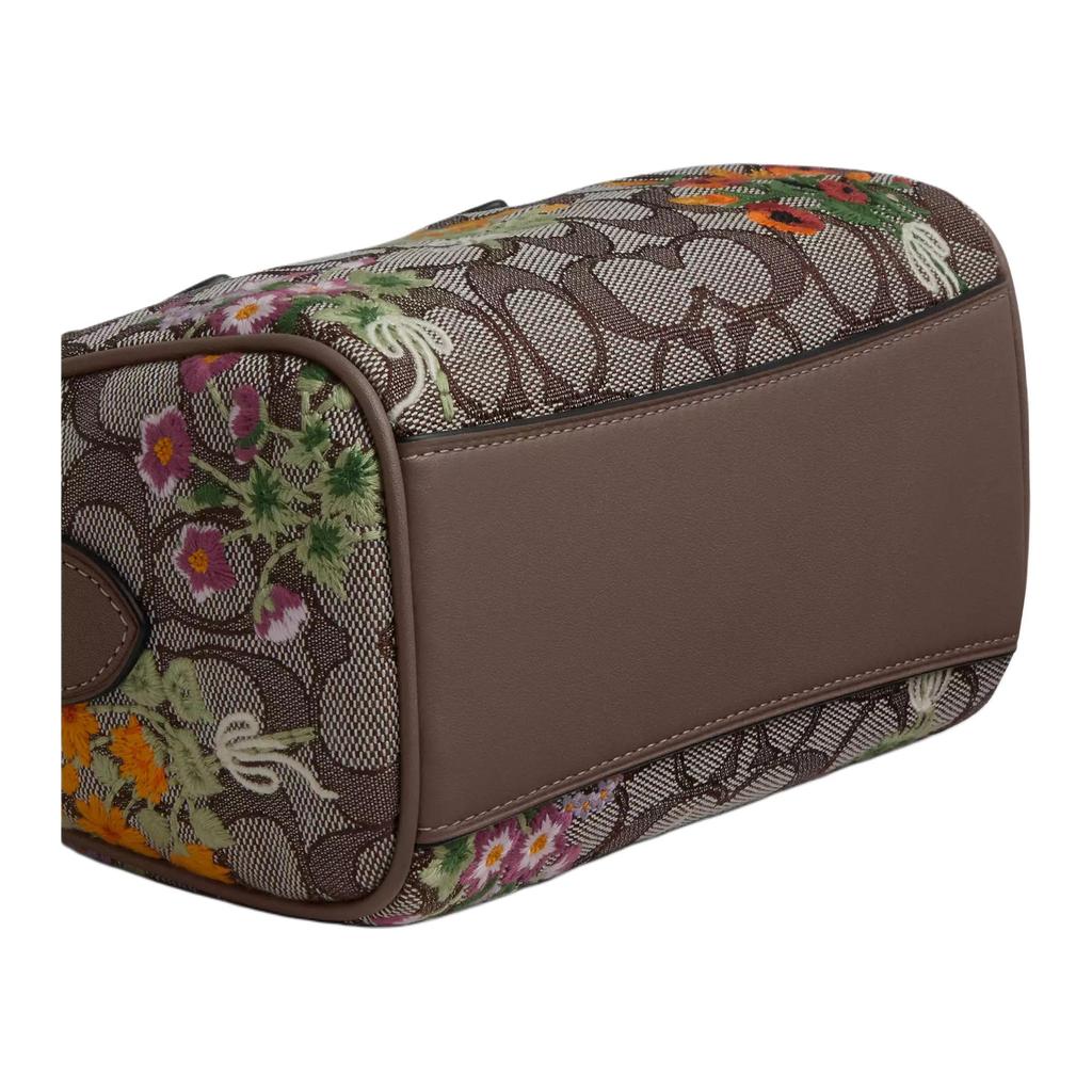Coach Rowan 18 Signature Jacquard Floral Geprägte Boston Tasche Damen Handtaschen Braun CDY31-IMPU7