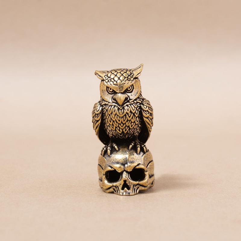 Owl Brass Ornament Handmade Creative Small Craft Unique Gift For Home Desk Boho Luxury Home Decor Figurine