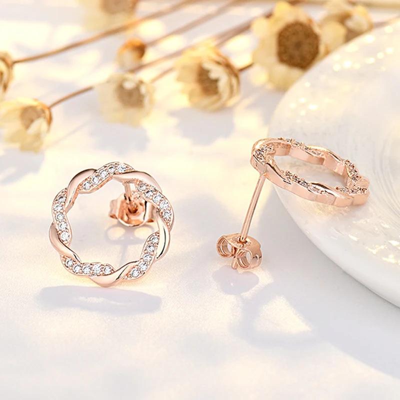 New Round Twine Stud Earring for Women Simple Temperament Hyperbole  Silver Needle Metal Interweave Ear  Gift