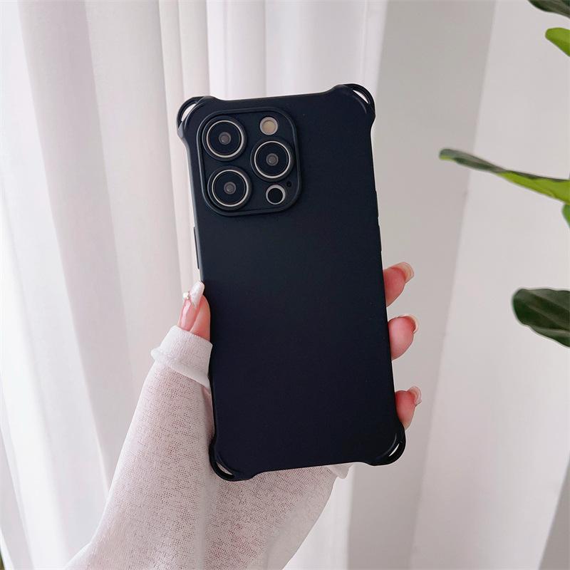 Solid color four corners anti-drop, suitable for Apple 14 mobile phone case integrated lanyard iPhone13 silicone 12promax soft case