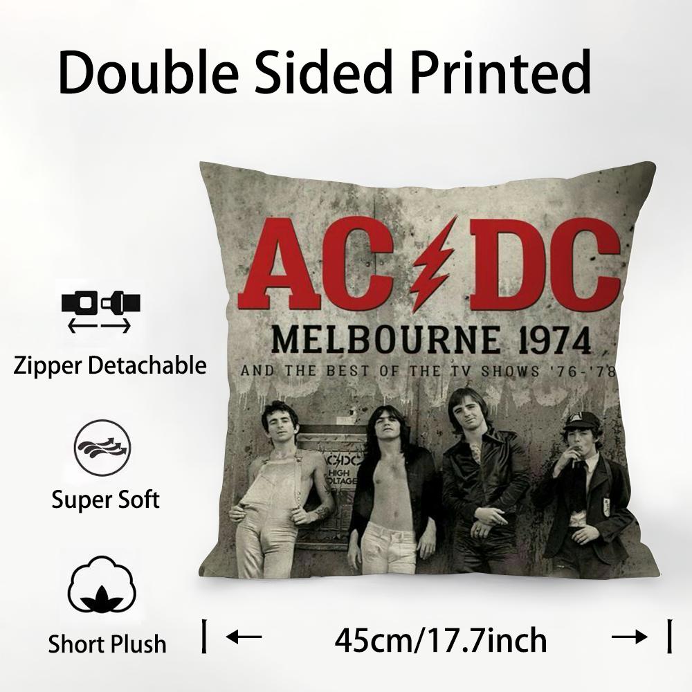 A-AC D-DC Back In Black Pillow Case Plush Fabric Soft Double Sided Print Sofa Cushion Cover Throw Pillow Covers