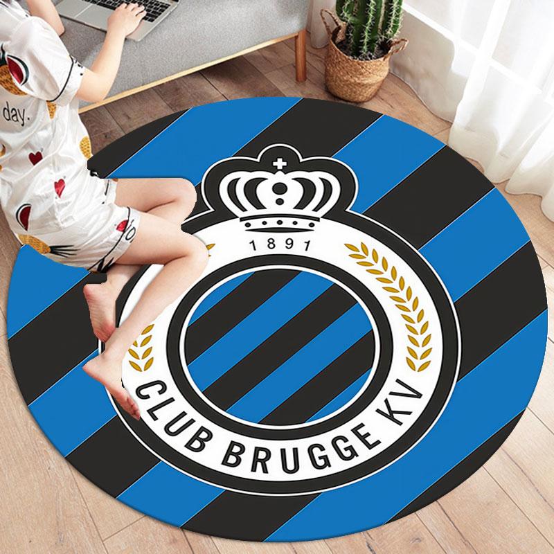 Club Brugge KV Round Area Rug,Carpet Rug for Living Room Bedroom Sofa Playroom Decor,Non-slip Floor Mat
