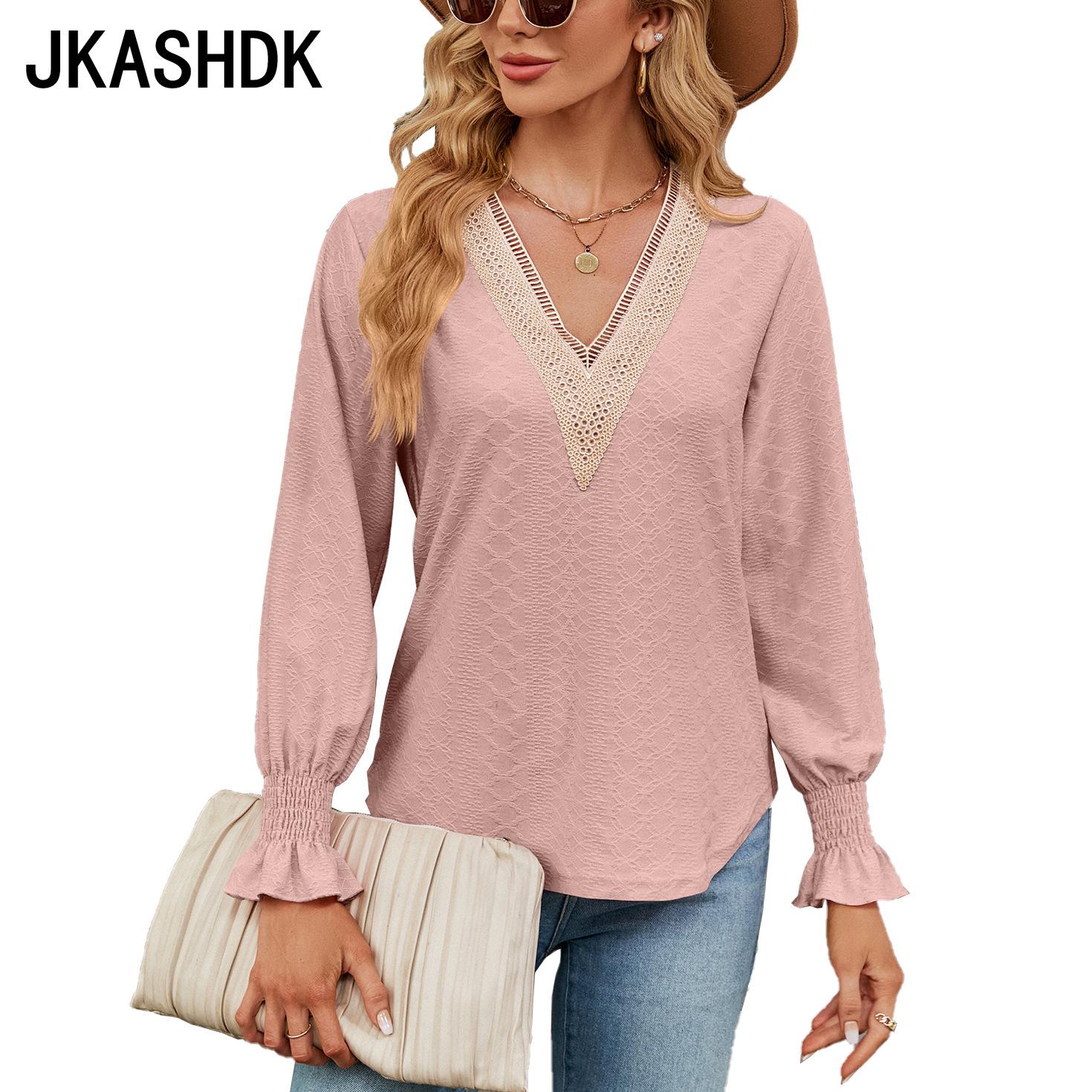 JKAASHDK женские модные повседневные однотонные принты весенне-осенние блузки и рубашки — фото 7